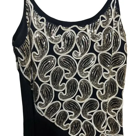 Gold and Black FLAPPER Dress 1920s fringe gold - Picture 6 of 9